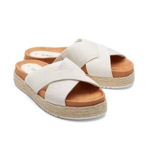 NIB Toms Women's Paloma Egret Suede/Melange Platform Slide Sandals Size 6